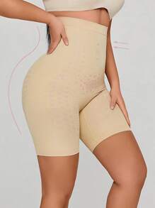 Shorts de fajas de talle alto control de barriga push up para glúteos muslo más delgado - Beis - Ver 4