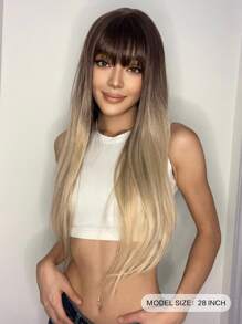 長款小波浪人造假髮帶劉海 - 彩色 - 查看 3