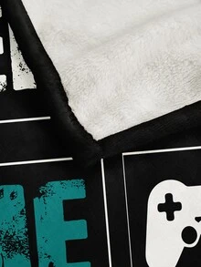 1pc Slogan & Game Pad Print Blanket - Multicolor - View 6