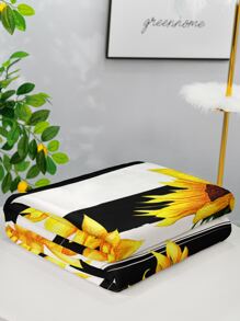 1pc Striped & Sunflower Print Blanket - Multicolor - View 3