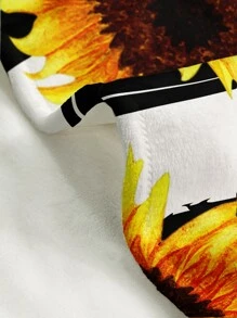 1pc Striped & Sunflower Print Blanket - Multicolor - View 4