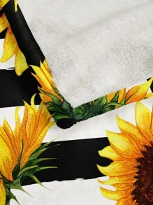 1pc Striped & Sunflower Print Blanket - Multicolor - View 6