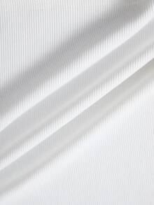 SHEIN EZwear Letter Graphic Button Front Halter Neck Backless Bodycon Dress - White - View 3