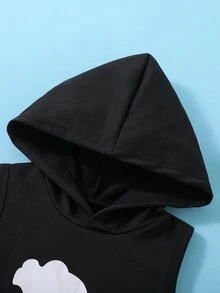 SHEIN 男孩恐龍印花連帽坦克上衣和短褲 - 黑與白 - 查看 3