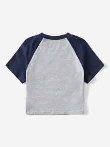 SHEIN EZwear 字母圖案插肩袖短款T恤