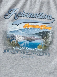 SHEIN EZwear 字母圖案插肩袖短款T恤