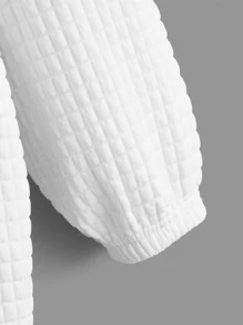 SHEIN EZwear Kangaroo Pocket Drop Shoulder Drawstring Hoodie Dress - White - View 4