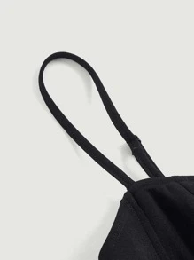 SHEIN MOD Solid Adjustable Straps Cami Dress - Black - View 5
