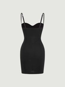 SHEIN MOD Đầm Dây kéo màu trơn Thanh lịch - màu đen - Xem 8
