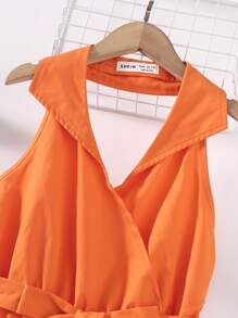 SHEIN Teen Girls Solid Belted Dress