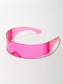 1pc Y2k Style Fluorescent Candy Colored Science Fiction Fashionable Glasses For Summer Beach Vacation,Outdoor,Travel - Pink - View 1