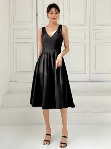 DAZY Solid Pinafore Dress Without Blouse - Black - View 5