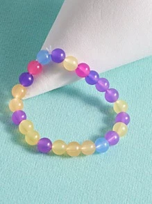 Girls Color Changing Beaded Bracelet - White - View 2