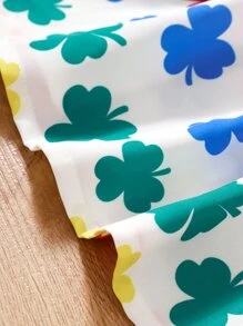 Toddler Girls Colourful Clover Print Ruffle Trim Belted Dress - Multicolor - View 6