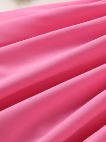 SHEIN 青少年女孩泡泡袖腰部鏤空方領洋裝 - 玫紅色 - 查看 6