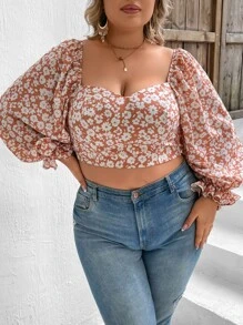 Dreamara 大碼印花雞心領口短款襯衫 - 彩色 - 查看 2