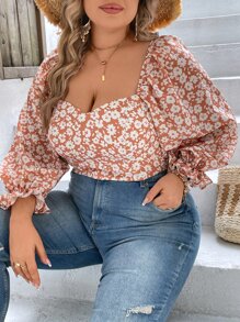 Dreamara 大碼印花雞心領口短款襯衫 - 彩色 - 查看 3