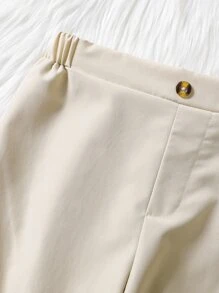 SHEIN Girls Flap Pocket Side Cargo Trousers - Apricot - View 3