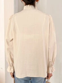 DAZY Frill Trim Flounce Sleeve Blouse - Apricot - View 2