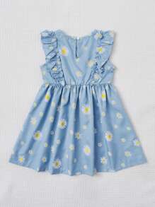 SHEIN Young Girl Toddler Girls Floral Print Ruffle Trim Dress - Multicolor - View 2