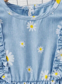 SHEIN Young Girl Toddler Girls Floral Print Ruffle Trim Dress - Multicolor - View 4