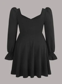ROMWE PUNK Plus Hook And Eye Flounce Sleeve Dress - Black - View 2