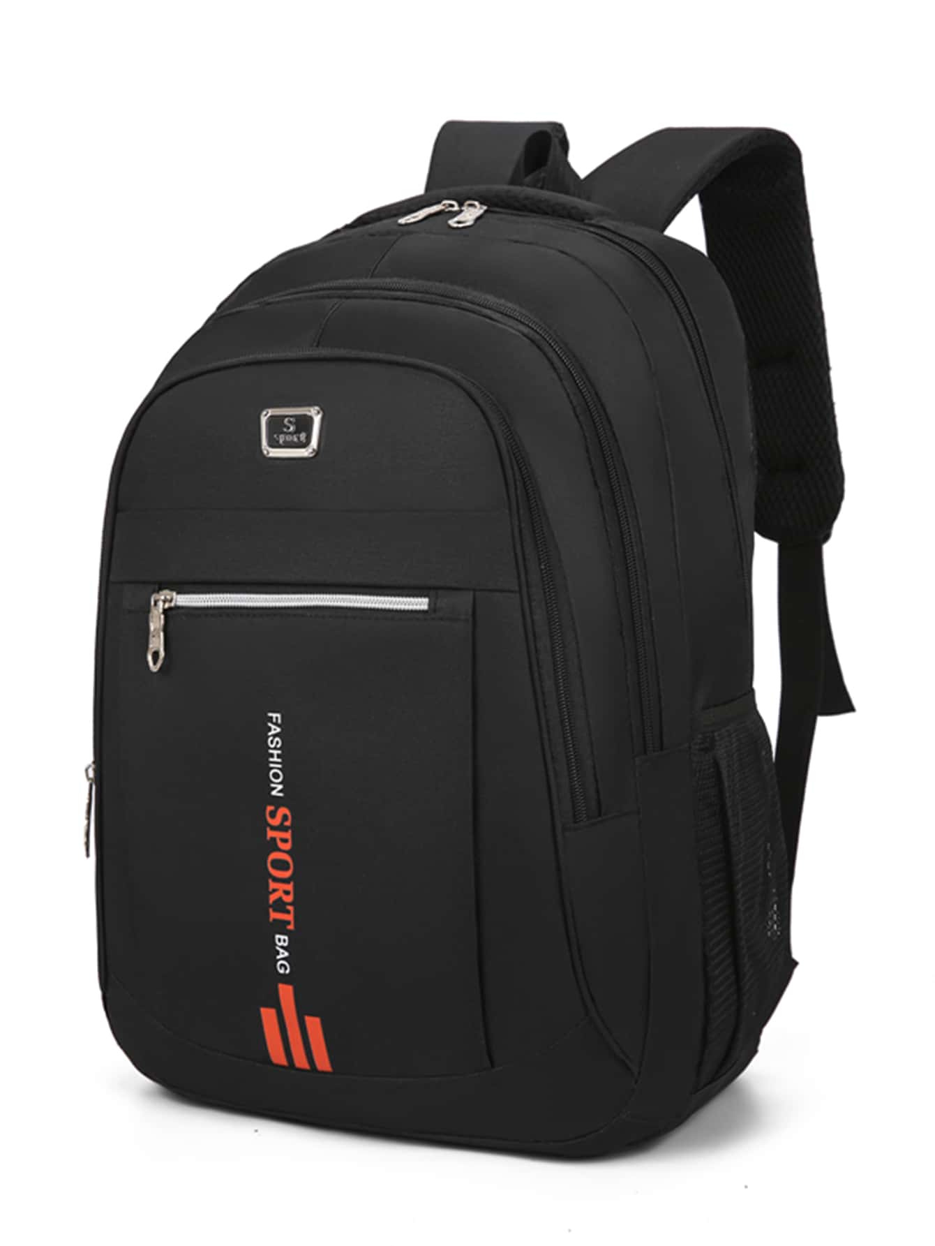 Hombres Mochila con estampado de letra - Negro - Ver 1