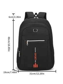 Hombres Mochila con estampado de letra - Negro - Ver 4