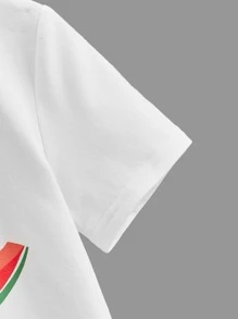 SHEIN Tops con trai lớn Lá thư Rau quả Giải trí - trắng - Xem 4