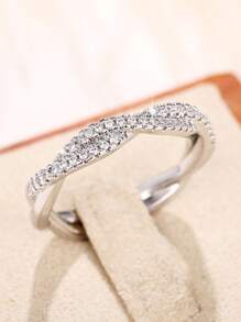 1 chiếc nhẫn đá Cubic Zirconia thanh lịch, quà tặng Ngày Valentine cho nữ, trang sức dự tiệc cưới. - Bạc - Xem 3