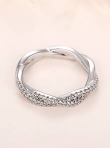 1 chiếc nhẫn đá Cubic Zirconia thanh lịch, quà tặng Ngày Valentine cho nữ, trang sức dự tiệc cưới. - Bạc - Xem 8