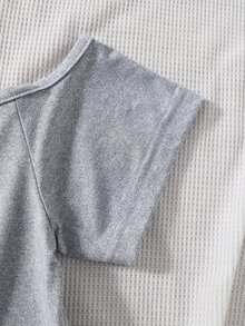 Girls Letter Graphic Asymmetrical Neck Tee - Grey - View 5