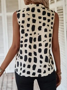 SHEIN Clasi Blusa con estampado de cuello V - Albaricoque - Ver 2
