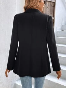 Chiquease Blazer de cuello con solapa con botón - Negro - Ver 2