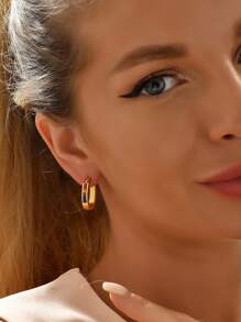 Rhinestone Minimalist Hoop Earrings - Multicolor - View 1