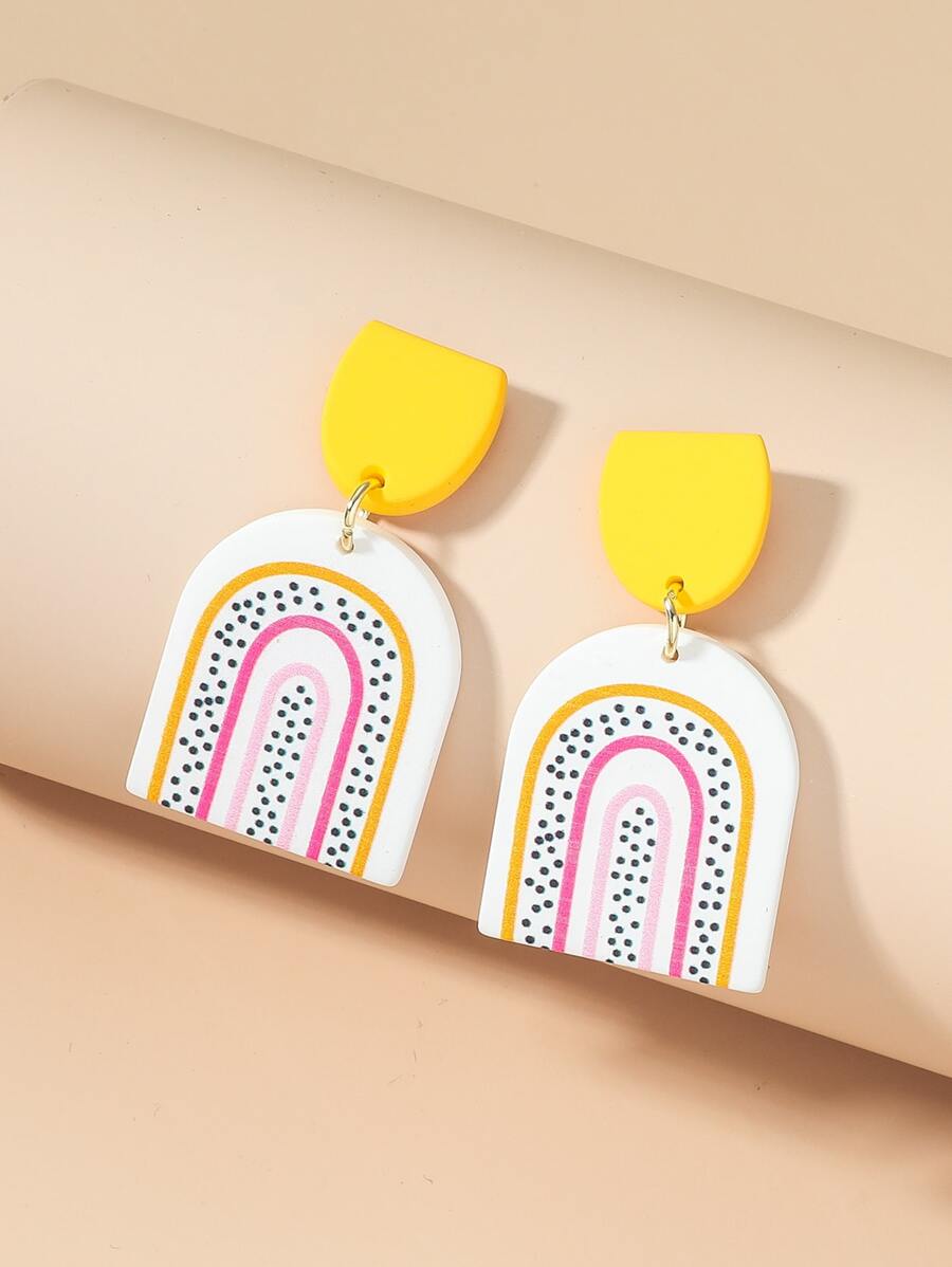 Pendientes largos geométricos - Multicolor - Ver 1