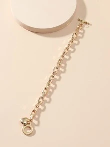 1 chiếc vòng tay cặp đôi thời trang dày có móc cài hình trái tim - Vàng - Xem 2