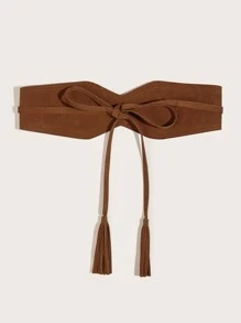 Tassel Decor Corset Belt - Camel - View 2