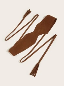 Tassel Decor Corset Belt - Camel - View 4