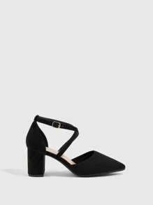 CUCCOO BASICS 女士鞋扣装饰尖头度假粗跟踝带黑色高跟鞋夏季毕业高跟鞋舞会高跟鞋度假鞋夏季促销优雅高跟鞋圣诞节秋季新年假期 - 黑色 - 查看 4