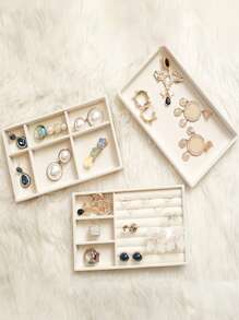 4pcs Multi-Grid Jewelry Tray, Gift For Valentine's Day - Beige - View 4