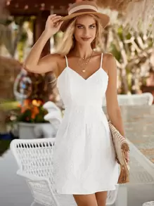 GENKIRA Solid Cami Dress - White - View 6