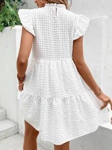 SHEIN VCAY 荷葉邊後鎖孔娃娃裙 - 白色 - 查看 2