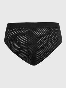 Men Solid Cut Out Brief - Black - View 2