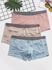 Extended Sizes Hombres 3 piezas con estampado Shorts boxer Calzoncillos - Multicolor - Ver 1