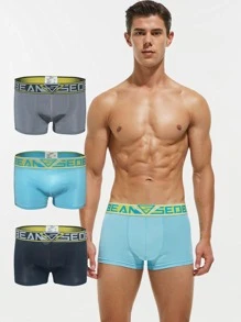 Men 3pcs Letter Graphic Boxer Briefs - Multicolor - View 1