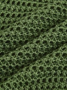 ROMWE Áo dệt kim nữ Thắt nơ trước màu trơn Giải trí - màu xanh lá - Xem 4