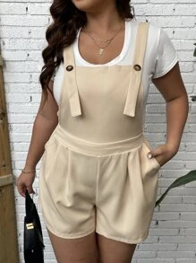 Calvaya Mono overol con bolsillo oblicuo sin camiseta - Caqui - Ver 1