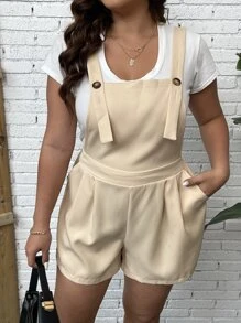 Calvaya Mono overol con bolsillo oblicuo sin camiseta - Caqui - Ver 3