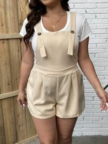 Calvaya Mono overol con bolsillo oblicuo sin camiseta - Caqui - Ver 5